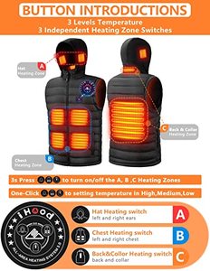 Veste chauffante <span class=keywords><strong>rétractable</strong></span> pour homme, gilet léger avec capuche chauffante électrique, vêtements poids 14400mAh, batterie incluse - Product Image 4