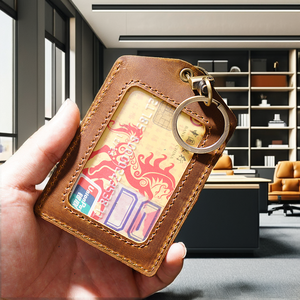 Porte-cartes d'identité et de crédit pour femme, nouveau design 2025, en cuir véritable, avec cordon et clip - Product Image 3