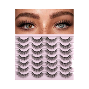 OEM Natural Faux Mink Full <b>Strip</b> False Eyelashes Invisible <b>Plastic</b> Cotton Band Fiber Lashes for Daily Makeup - Product Image 1