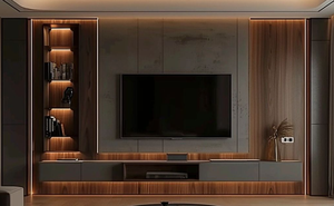 Mueble de TV Personalizado para Hogar, Hotel, Villa, Madera Maciza, Inteligente, Moderno, Lujoso, Minimalista, Fábrica de Origen, Diseño Gratuito, MOQ 2 Piezas - Product Image 2