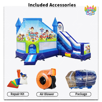 Prix d'usine Combo gonflable commercial en PVC blanc avec château gonflable et toboggan aquatique pour chiens, pour la location événementielle