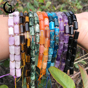 Zhe Ying 8*11mm <span class=keywords><strong>Perles</strong></span> Cylindriques en Pierre Naturelle <span class=keywords><strong>Bracelet</strong></span> <span class=keywords><strong>Perles</strong></span> Tubes à Trou Droit Facettées pour la Fabrication de Bijoux - Product Image 4