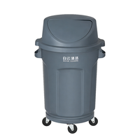 Poubelle ronde extérieure grande capacité 80L avec roues, bac de recyclage 21Gal avec couvercles, poubelle en plastique, conteneur circulaire