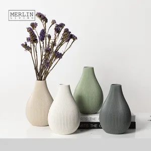 Merlin vaso de flores nórdico, decoração de flores de cerâmica para decoração moderna de casa