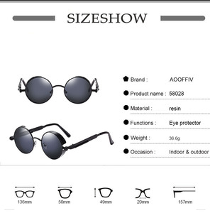 DDA91 שחור זהב כסף Eyewear משקפי Hot אירופה ובאמריקה מתכתי פאנק שמש משקפיים וינטג עגול Steampunk משקפי שמש - Product Image 5