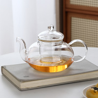 Théière en verre borosilicate haute résistance, grande capacité, pour tisanes, usage domestique, avec filtre intégré pour la séparation thé-eau, idéale pour servir le thé
