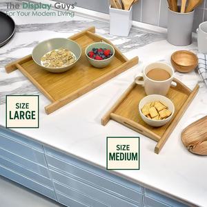 Bamboo Japanese Style Rectangular Serving <b>Tray</b> With Handle <b>Large</b> Medium Size For Home Kitchen Use - Product Image 1
