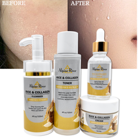 Ensemble de soins de la peau au riz coréen végétalien biologique, crème tonique au riz éclaircissante, sérum, soin de la peau pour peaux sèches