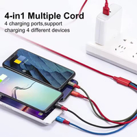 Câble de charge USB rapide 4 en 1 durable, câble de charge multi-USB 4 en 1, câble de charge rapide 120w, câble de données de type C super rapide