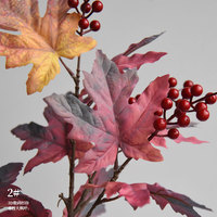 Daun Maple Buatan, Paket Warna Musim Gugur Buatan, Dekorasi Meja Taman untuk Pesta Halloween dan Thanksgiving, Daun Maple Musim Gugur