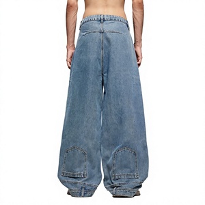 Jeans amples et décontractés pour hommes, personnalisés en usine, 100 % coton, coupe oversize - Product Image 2