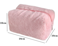 Vente en gros PURDORED Mignon Fourrure Trousse de Maquillage pour Femmes Fermeture Éclair Grand Sac Cosmétique de Couleur Unie Voyage Maquillage Trousse de Toilette Pochette de Lavage