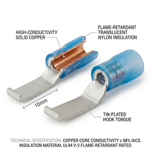 Connecteur électrique à lèvre, bornes à lame métallique en cuivre haute densité, rainures horizontales, entrée de fil fiable, sertissage électro-étain - Product Image 3