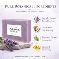 Savon exfoliant artisanal à l'extrait de lavande, exfoliation douce, nettoyage en profondeur, hydratant, pour le visage et le corps, OEM ODM 100g