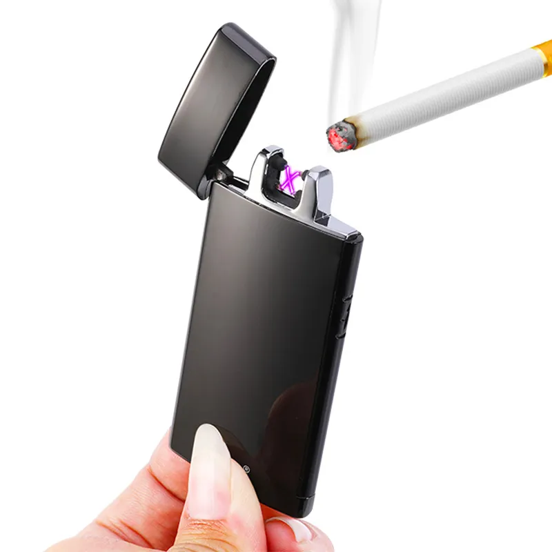 Top selling ultra-thin metal usb lighter electronic custom logo rechargeable arc smoking lighter