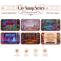 Barre de cuivre pur 999 de 1 oz et 5 oz, édition de la série Villes, souvenir emblématique en relief coloré, pièce de collection à montrer, barre de cuivre
