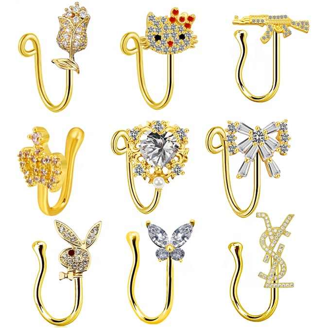 Ubuy Adjustable Nose Ring Without Piercing Temporary Nose Pin 925