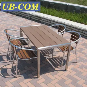 UB-RE171WPステンレス鋼フレームシンプルなデザインリサイクル複合木製ガーデン屋外テーブル