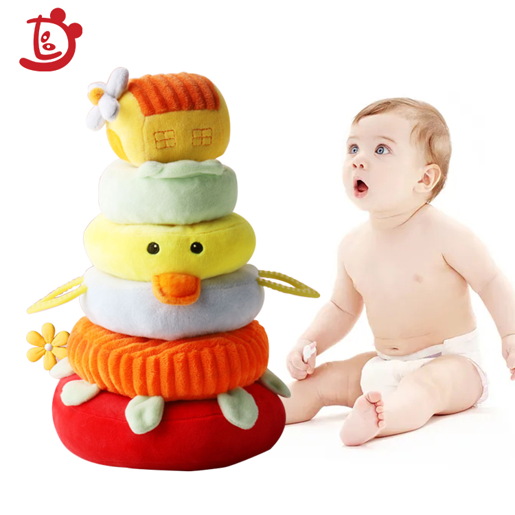 2021 Hot Sale Baby Infant Puzzle Game Kids Baby Plush Toys Soft Rings Stacks Puzzle Stuffed Toys juguetes para los ninos