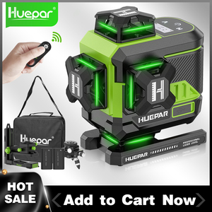 Huepar 4D 16 dòng chéo dòng laser cấp z04cg Màn hình LCD Bluetooth & điều khiển từ xa Osram chùm màu xanh lá cây với 2X Li-ion pin - Product Image 4