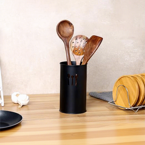 Support de rangement minimaliste cylindrique en métal pour ustensiles de cuisine, pour cuillères, fouets, spatules, durable - Product Image 4