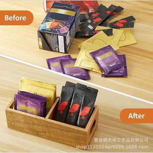 Solid Wood <b>Tea</b> Bag Organizer Rectangle Open-top Compartment Storage <b>Box</b> Desktop Drawer Organizer - Product Image 4