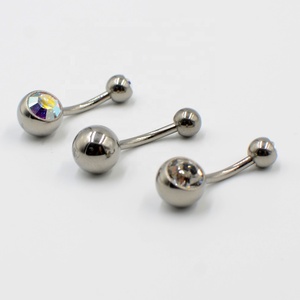 G23 <strong>Basic</strong> Style Button Body Piercing Jewelry Solid Titanium Ball Curvy <strong>Belly</strong> Navel <strong>Ring</strong> 14G for Weddings - Product Image 3