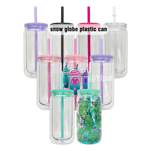 25 pacchetto USA magazzino 12oz doppia parete globo di neve plastica acrilico tazze con foro preforato e spina in Silicone per Gittler - Product Image 1