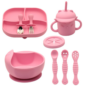 Juego de utensilios de alimentación de bebé de silicona suave de 9 piezas al por mayor incluye trajes de cuchara y tenedor para bebés de 0-12 meses de grado alimenticio - Product Image 2