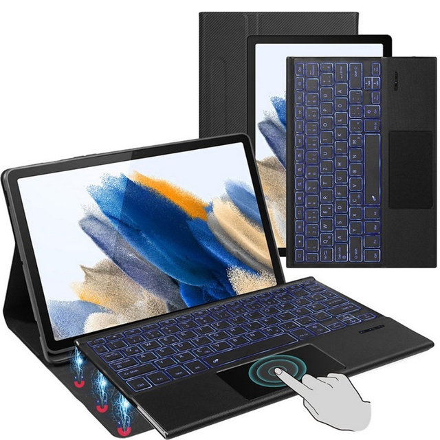 New Wireless Keyboard Case Rechargeable RGB Multi-gesture Trackpad for Tab S9 FE+ 12.4/10.9 Inch