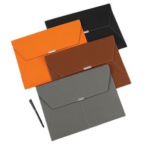 Porte-documents en cuir vegan imperméable grande capacité avec logo personnalisé, organiseur de documents, pochette pour dossiers A4, enveloppe de bureau, sac à documents - Product Image 1