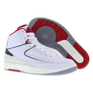 Zapatillas de baloncesto Air Jordan 2 Retro Leather GS White Fire Red Fir Sail - Product Image 4