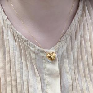 Dije de Corazón de Oro Macizo de 18k Au750 Medallón Moldeado Inflado para Collar de Mujer - Product Image 4