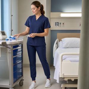 Tenue d'infirmière durable et extensible, haut et pantalon, 78 % polyester, 20 % rayonne, 2 % élasthanne, pour hôpital, clinique, vétérinaire. - Product Image 5