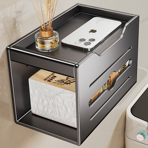 Blue Vine Wall Mounted Tissue Box Spear Gray Rectangular No Drilling Required For Bathroom Household Use - Product Image 1