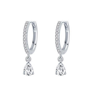 Daidan – boucles d'oreilles en zircone en argent blanc, cerceau en forme de goutte d'eau géométrique pour femmes, cerceau en argent Sterling 925 - Product Image 1