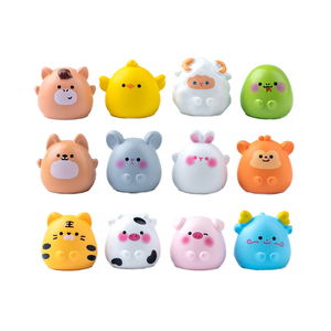 New12 signos del zodiaco chino animal mini estatuilla resina perro mono Gallo perro cerdo buey conejo serpiente caballo cabra rata Tigre dragón juguete - Product Image 1