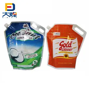 Customized Gravure Printed Plastic Stand Up Pouch With Spout For Cooking Oil 5l Spout Pouch Bag