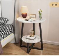 Table basse ronde moderne à 2 niveaux en bois, table d'appoint de luxe à motif rocheux pour salon, petite maison