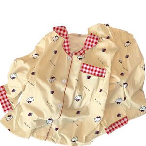 Japanisches Nachthemd neue Hallo Kitty Cartoon Pyjama Mujer Herbst und Winter De Rong Nachtwäsche Mode Damen Nachthemd Home Sets