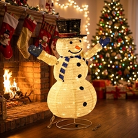 Figurine de bonhomme de neige de Noël 3D LED télescopique pré-éclairée, étanche IP44, avec cadre acrylique pliable 40x95cm, pour extérieur, jardin