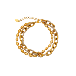 สร้อยข้อมือสแตนเลสสตีลคุณภาพสูง ชุบทอง 18K ดีไซน์คลาสสิก ปรับขนาดได้ เหมาะสำหรับเป็นของขวัญ - Product Image 1