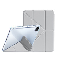 Étui multi-pliable en forme de Y avec fonction veille/réveil automatique pour iPad Air 11/13 10e/11e génération, en cuir PU avec dos transparent en acrylique et support pour stylet