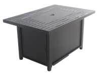 Table de foyer rectangulaire en acier de 50,000 BTU avec couvercle en métal noir de roche de lave pour le camping extérieur de cour arrière de patio