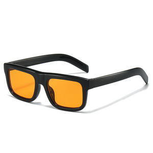 Lunettes de soleil rectangulaires noires rétro tendance 2026 pour hommes et femmes avec logo personnalisé, protection UV400, monture plate carrée - Product Image 1