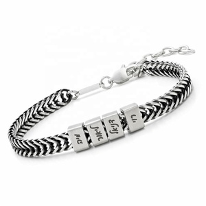 <span class=keywords><strong>OYA</strong></span> Nuovo Bracciale alla Moda con Nome Personalizzato Inciso, Gioiello da Polso per Uomo in Acciaio Inossidabile Placcato Oro 18K, Bracciale Retrò con Catena a Coda di Volpe - Product Image 1