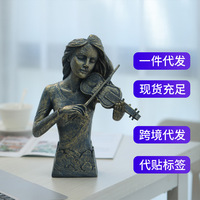 Patung Figur Band Saksofon Biola Resin Buatan Tangan Kreatif Dekorasi Rumah Ornamen Pernikahan
