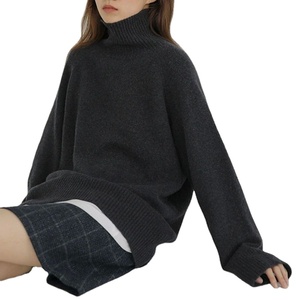 Maglione maglione collo alto in Cashmere da donna allentato stile languido - Product Image 3