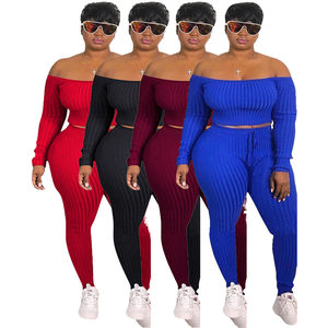 Wholesale Long Sleeve Two Piece <b>Set</b> Off Shoulder Elegant Two Piece <b>Set</b> Autumn Fitness Two Piece - Product Image 1