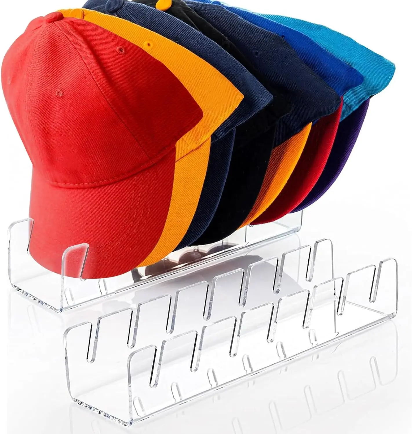 야구 모자용 모자 스탠드 주최자, 2 팩 14 개 야구 모자, 모자 랙 디스플레이 보관용 투명 아크릴 모자 홀더 설치 금지